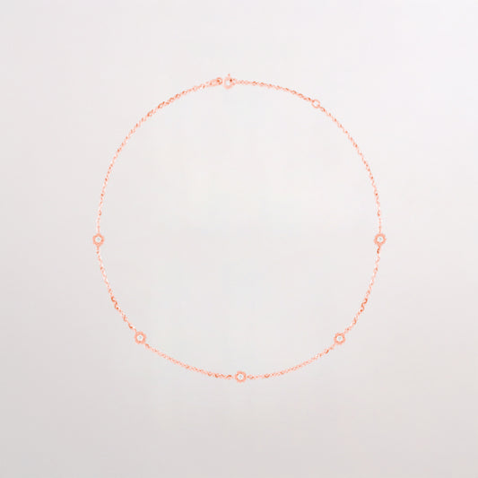 Flower Necklace Diamond Mini with 5 diamond flowers - Amilla Jewelry