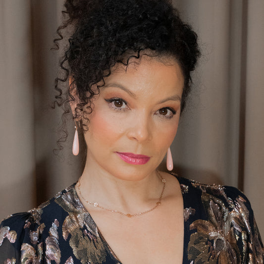 Pink opal earrings gold and necklace, designed in Switzerland and set in gold with diamonds.