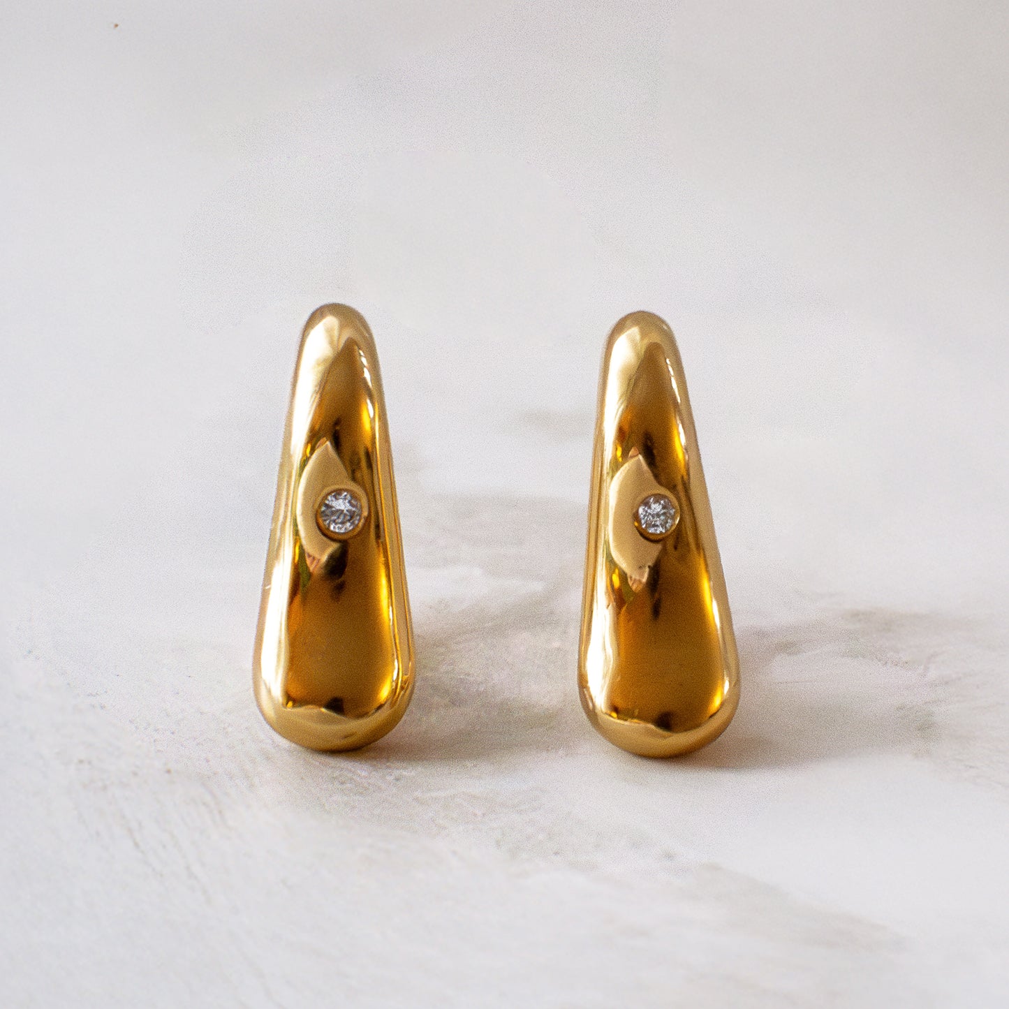 Gold Drop Earrings with Diamond - Amilla Jewelry