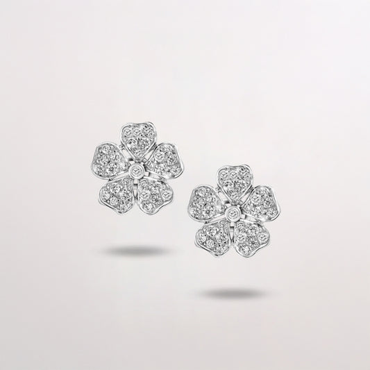 Flower earrings diamond on white background, flower-shaped