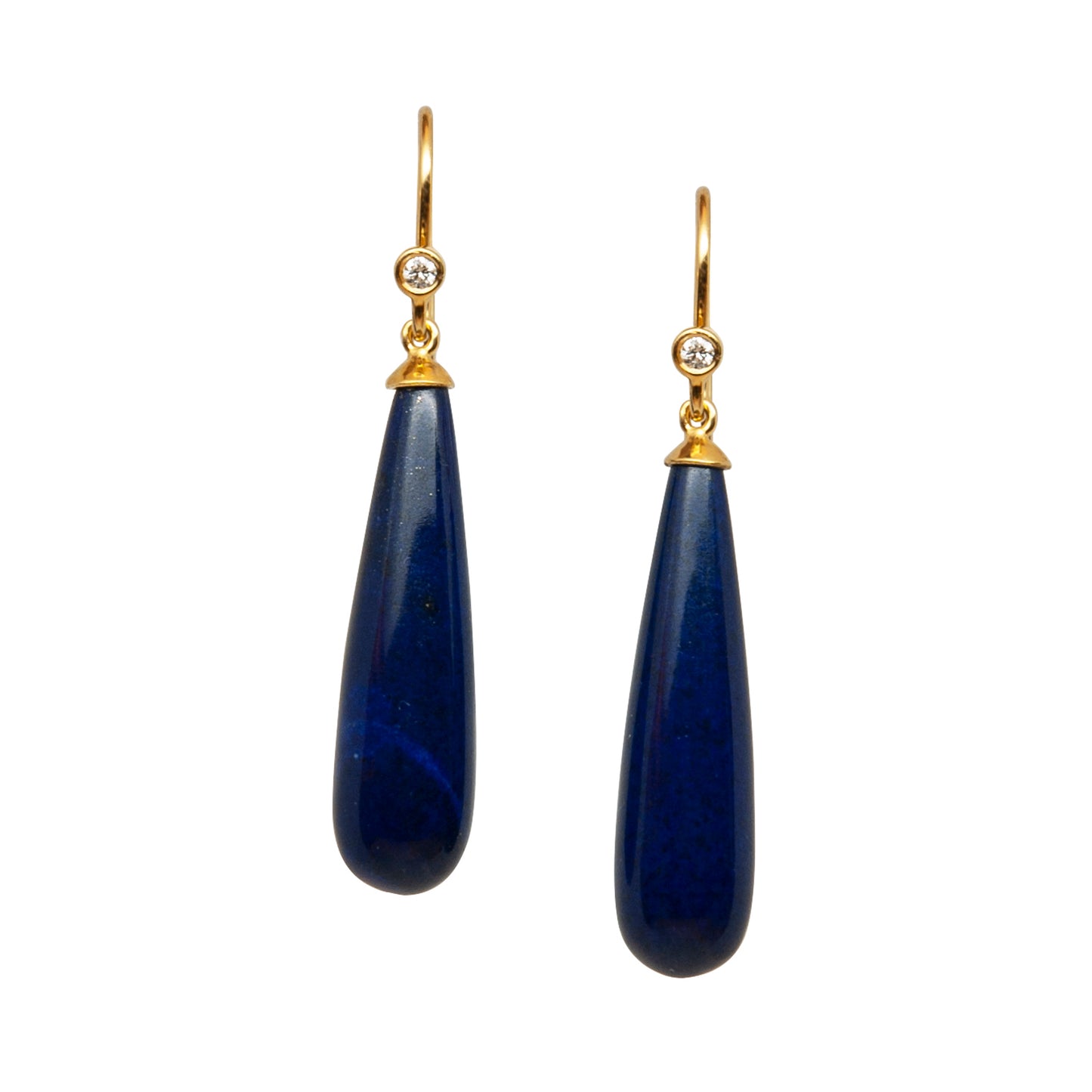 Elegant lapis lazuli earrings gold designed in Switzerland.